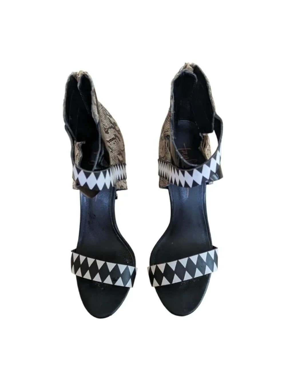 Taylor Says Rio Zip Back Snakeskin High Heel Sandals Size 9